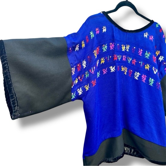 VTG Handmade Huipil Mexican Guatamalan Short Sleeve Thick Lined Cardigan Sz M-L - Picture 8 of 9